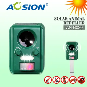 Gratis forsendelse Aosion Udendørs Brug Solar ultralyd hund kat dyr repeller chaser Batteri Drives med genopladeligt batteri