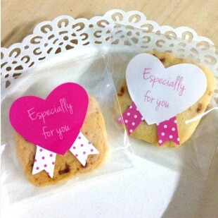 Gratis forsendelse bageri pakke dekoration Valentins dag parti til fordel hjertet stempel forsegling paster cookie taske klistermærker Valentine ' s Day