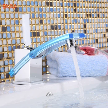 Gratis Forsendelse BAKALA yngre moderne badeværelse hane håndvaskarmatur messing glas tap Forkromet VENSTRE-8126