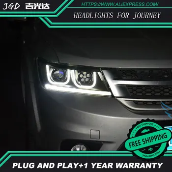 Gratis forsendelse ! Bil styling FØRT HID Rio LED-forlygter Lygte tilfældet for Dodge Rejse 2009-2013 Bi-Xenon-Optik lav beam