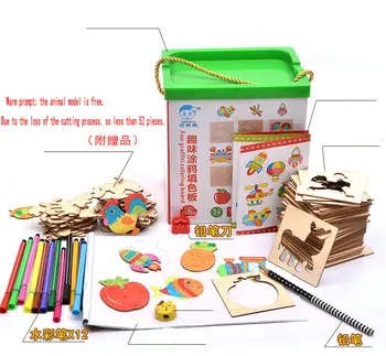 Gratis forsendelse Børns træ-dyremodeller Kopiering Notebook legetøj, plader, malerier, kreative skabeloner, puslespil legetøj