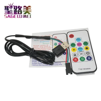 Gratis forsendelse dc 5 v 12V 24V Pixel Digital Fuld farve RGB LED Controller RF-Fjernbetjening-USB-stik for WS2812 WS2811 led Strip Light Tape