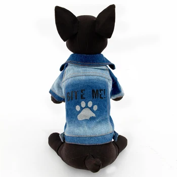Gratis Forsendelse Dog Fashion Pote Print Pet Tøj Jean Stof Hund Coat Bide Mig Hvalp Beklædning Kat Kostume Pet Bære