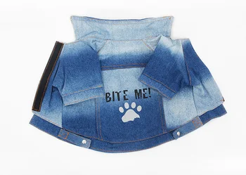Gratis Forsendelse Dog Fashion Pote Print Pet Tøj Jean Stof Hund Coat Bide Mig Hvalp Beklædning Kat Kostume Pet Bære