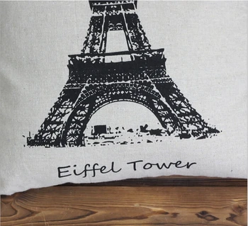 Gratis Forsendelse!Eiffeltårnet Udskrivning pudebetræk Linned Pude dække Vintage-Stil Bilen pude tilfælde Blød Pude TILFÆLDE