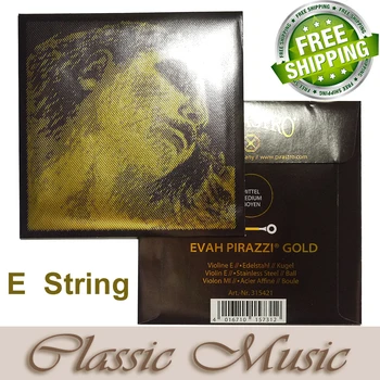 Gratis forsendelse ,Evah Pirazzi Gold Violin Strings Komplet Sæt (Splint G) ,Sæt Ball End, 4/4, fremstillet i Tyskland