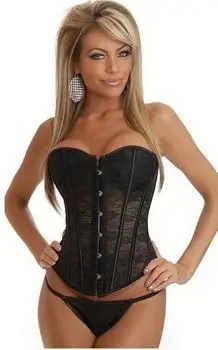 Gratis forsendelse for to farver, gennemskinnelige blonder corset med sølv knapper 3S3134 sexy lace corset sexet viktoriansk corset