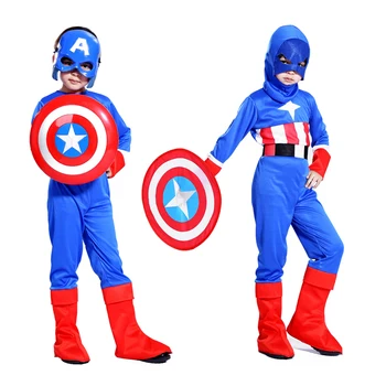 Gratis forsendelse Halloween kostume til cosplay Captain America skjold børn passer dreng vis kostumer Maskerade Kostume