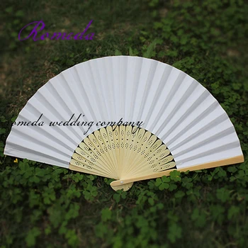 Gratis Forsendelse Hot salg af 50 stk/masse Hvid Elegant Folde Papir Hånd Fan Bryllup&Fest Favoriserer 21cm