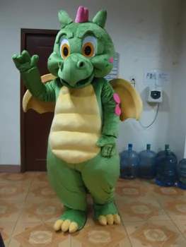 Gratis forsendelse Hot sell green dragon maskot kostume til voksne