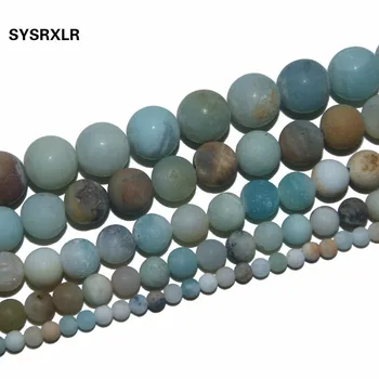 Gratis Forsendelse Kedelig polske Mat Mix Farve Amazon Naturlige Sten Perler Til smykkefremstilling DIY Armbånd 4 6 8 10 12 MM Strand 15