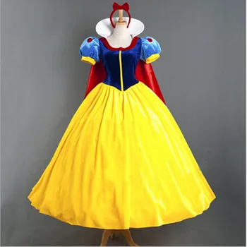 Gratis forsendelse Kvinder fantasia Prinsesse Snehvide Cosplay Kostume Carnival Part Kvinder Voksen Snehvide Kostumer med underkjole