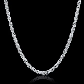 Gratis Forsendelse Mode 925 sterling sølv smykker kvindelige modeller kæde snoet twist halskæde DIY tilbehør