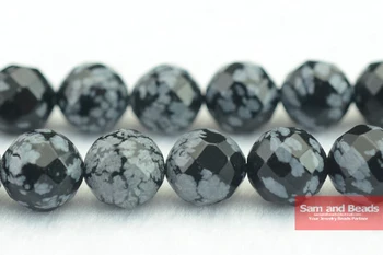 Gratis Forsendelse natursten Facetteret Snowflake Obsidian Perler 4 6 8 10 12 mm, Til Smykker at Gøre Diy Armbånd FSOB02