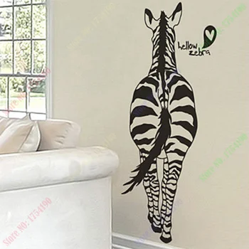 Gratis Forsendelse Nye Fine Store Sorte Dyr Zebra Flytbare Print Vægmaleri Kunst Decal Wall Sticker
