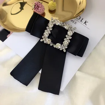 Gratis forsendelse nye mode kvindelige dame Korea kvinde krave besættelse broche stof bånd krave Vintage luksus bow tie hovedklæde