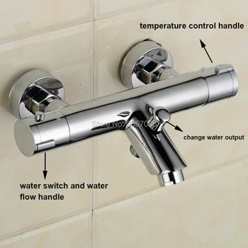 Gratis Forsendelse Nyligt chrome vægmonteret badeværelse termostatbatteri bruser og badekar faucet termostatisk blandeventil Tryk på ZR957