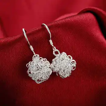 Gratis Forsendelse online shopping i indien sølv earings mode smykker Tennis Ball drop øreringe pendientes charme SMTE076
