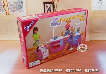 Gratis Forsendelse Pink Candy Ice Cream Shop Supermarked 1/6 dukke dukke tilbehør, møbler til barbie dukke,piger DIY legetøj