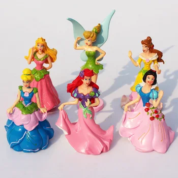 Gratis Forsendelse Prinsesse Ariel 6stk/set 9cm Højde PVC Askepot og Snehvide Figur Toy Pige Gave
