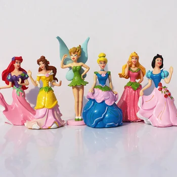 Gratis Forsendelse Prinsesse Ariel 6stk/set 9cm Højde PVC Askepot og Snehvide Figur Toy Pige Gave
