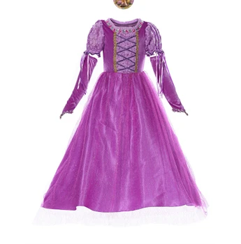 Gratis forsendelse prinsesse Rapunzel Halloween sexede M-XL Kvinder Voksen fest Kostume til Cosplay fancy kjole+handsker carnival Dress