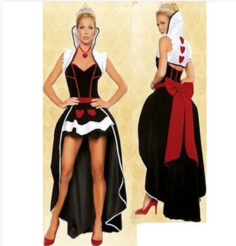 GRATIS FORSENDELSE Queen of hearts Alice i Eventyrland Kostume er Fancy Kjole & Tiara Damer zt8563