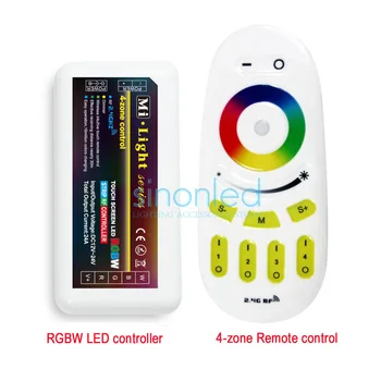 Gratis forsendelse Remote +1x RGBW LED Controller 2.4 Ghz, 4-Zone Trådløs RF Touch Screen remote For RGBW 5050 3528 Led Strip Light