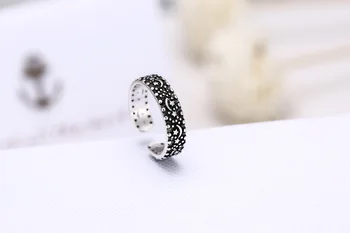 Gratis Forsendelse Retro Moon Star Sølv Ring 925 Sterling Sølv Ring For Kvinder Smykker Finger Ring Til Fest, Fødselsdag, Gave,