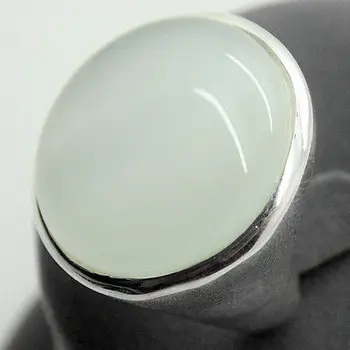GRATIS FORSENDELSE Sjælden Hvid Opal Cat Eye 24mm 925 Sterling Sølv Smykker, Ring Størrelsen 7/8/9/10