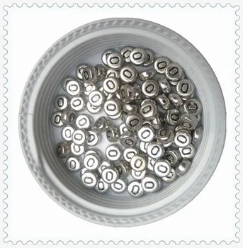 Gratis Forsendelse Sølv Akryl Perler, Bogstavet O,Høj Kvalitet 3600PCS/Masse Plastik Sølv Runde Bogstaver i Alfabetet Perler 4*7MM Engros