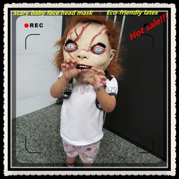 Gratis forsendelse Terror fremmede Barn hovedbeklædning Zombie demon baby ghost ansigtsmaske ar Bar vis Skræmmende hjemsøgt hus Kammer