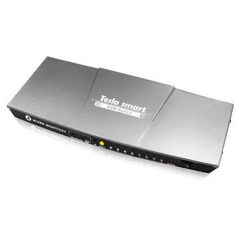 Gratis Forsendelse Tesla smart Grå USB-HDMI-KVM Switch-4-Port USB KVM HDMI Switch Understøtter 3840*2160/4K*2K Ekstra USB2.0 Havn
