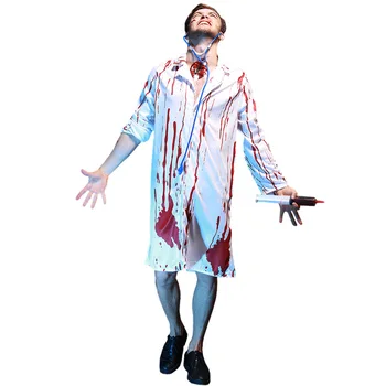 Gratis Forsendelse Voksne Mænd Blodige Læge Kostume Halloween Cosplay Kostumer Horror Killer Karakter Cosplay Blodige Læge