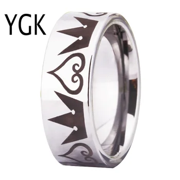 Gratis Forsendelse YGK SMYKKER Hot Salg 8MM Sølv Pipe Kingdom Hearts&Kroner, Mens Comfort Fit Wolfram Vielsesring