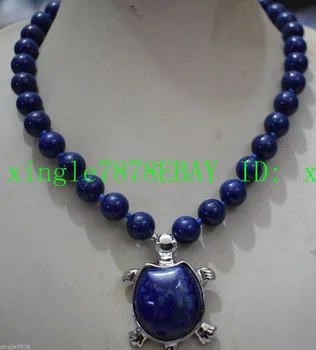 Gratis Fragt **Naturlig 8mm Blå Egyptiske Lapis Lazuli Perler, Halskæde Vedhæng skildpadden