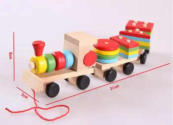 Gratis levering fabrik børns uddannelsesmæssige Tre små tog, legetøj, klodser tog, kids Modeller Bygning Toy