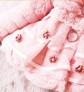 Gratis Levering-mærket Børn tøj piger vinteren 2018 pigebarn o-hals overtøj barn overfrakke lille pige lace tøj