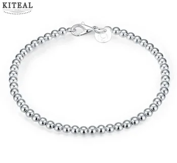 Gratis shipping Engros smykker sølv armbånd fin tilstand 4mm 20cm længde perle armbånd i top kvalitet mænd og kvinder armbånd