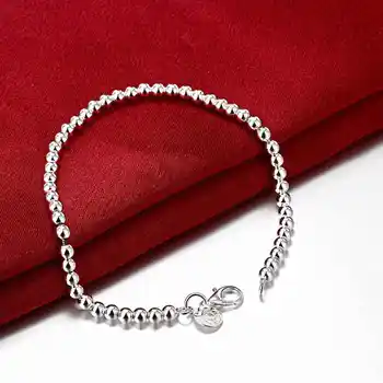 Gratis shipping Engros smykker sølv armbånd fin tilstand 4mm 20cm længde perle armbånd i top kvalitet mænd og kvinder armbånd