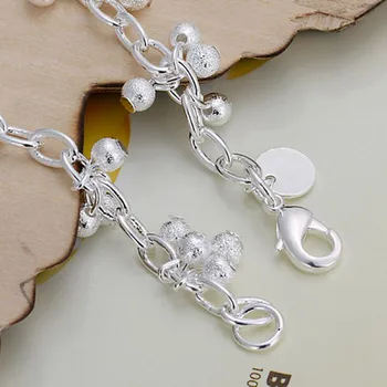 Gratis Shipping Engros sølv armbånd, 925 mode forsølvede smykker Lilla Vedhæng Armbånd /THSFDHPO OGNOVHKM
