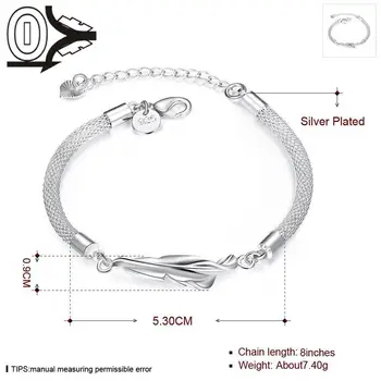 Gratis Shipping Engros Sølv Forgyldt Armbånd,Bryllup Smykker, Tilbehør,Mode Sølv Personlig Fjer Armbånd Armbånd