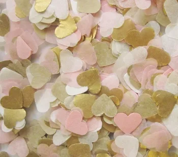 Gratis skibet masse 30g baby pink guld hvid silkepapir hjertet konfetti bryllup fødselsdag borddekoration pinata fyldstoffer