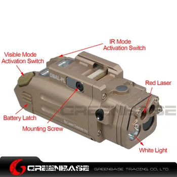 Greenbase DBAL-PL Taktiske IR-Laser/IR-Lys/Strobe/Rød laser 400 Lumens LED Lommelygte For Taktisk Rifler Jagt Weaponlight
