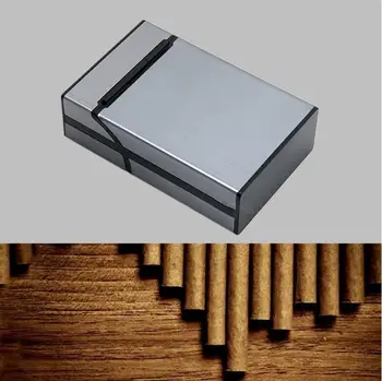 Grå Aluminium Metal Cigar Cigaret Box Holder Lomme Tobak Opbevaring Sag