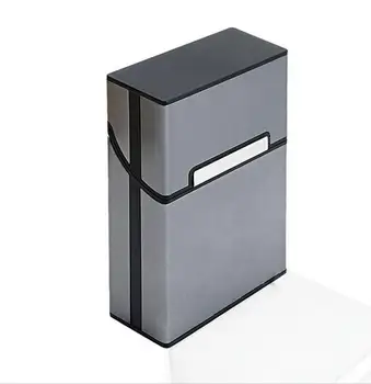 Grå Aluminium Metal Cigar Cigaret Box Holder Lomme Tobak Opbevaring Sag