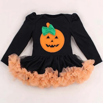 Græskar Sort Baby Pige Halloween Kostumer Blonder Petti Rompers Kjoler, Buksedragt Fantasier Infantil Piger Tøj Spædbarn Tøj