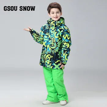 Gsou Snow2017 Vinter Baby tøj Sætter Børn Ned Jakker Kids Flyverdragt Varm baby Ski, der passer ned Jakker, Overtøj Frakke+Bukser