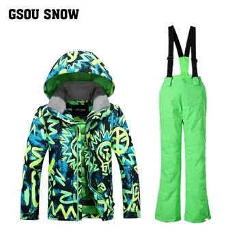 Gsou Snow2017 Vinter Baby tøj Sætter Børn Ned Jakker Kids Flyverdragt Varm baby Ski, der passer ned Jakker, Overtøj Frakke+Bukser