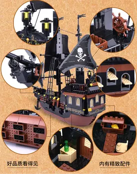 GUDI 652pcs Pirater i Caribien Black Pearl Ghost Ship store Modeller byggesten pædagogiske Fødselsdag Gave Kompatibel Legoe